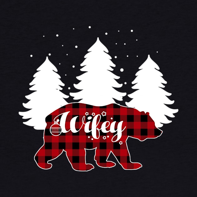 Wifey Bear Buffalo Red Plaid Matching Family Christmas by Kagina